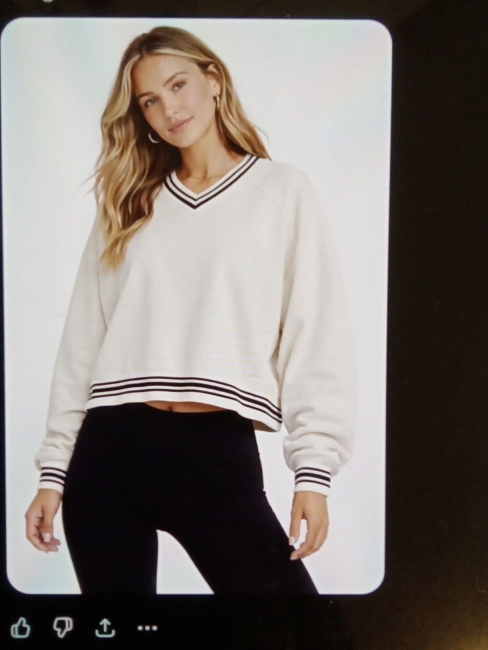 Free People Movement Cropped Pullover V Notch Ribbed Collar Oversized Womens